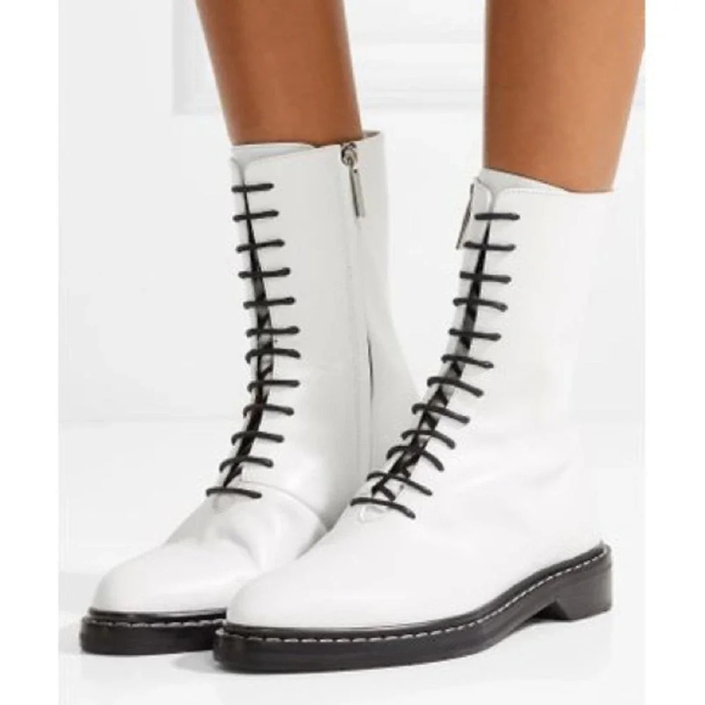 The Row Fara Combat Boot White Size 7.5